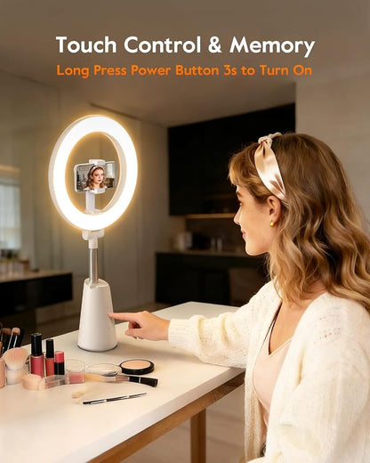 Ring Light for Makeup and Video Recording, Touch Control, Dimmable LED Selfie - Image 8