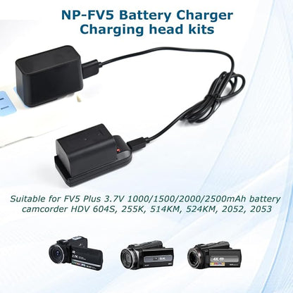 NP-FV5 Battery Charger with Charging Plug and USB Cable - Image 2