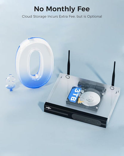 Hiseeu 100ft WiFi Pro Security Camera System, 16CH 4K NVR Kit, Wired Plug-in - Image 2