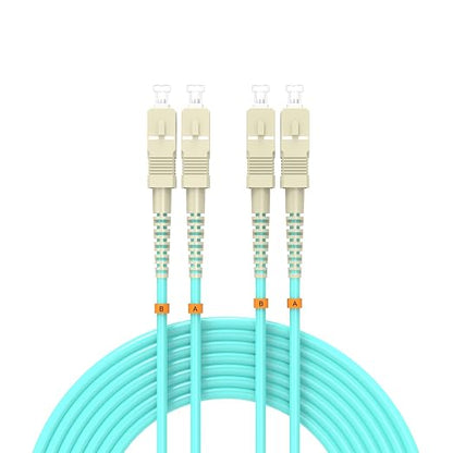 Fiber Patch Cable 25ft/7.5meters SC/UPC to SC/UPC OM3 10Gb/Gigabit MultiMode by Buacoz