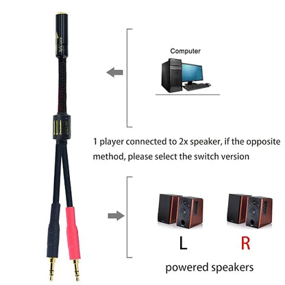Arklove 10ft Shielded 1/8" aux Input 3.5mm Female to 2X 3.5 Output Splitter - Image 3