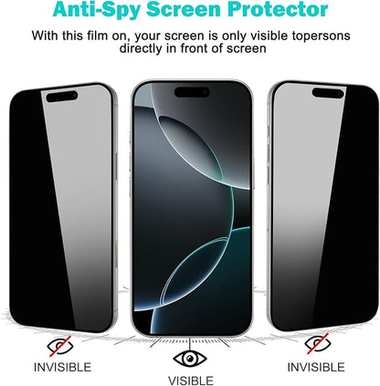 PEHAEL 3+3 Pack for iPhone 16 Pro Privacy Screen Protector - Image 4