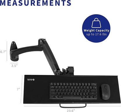 VIVO Sit-Stand 24 Inch Pneumatic Spring Keyboard and Mouse Tray Wall Mount - Image 3