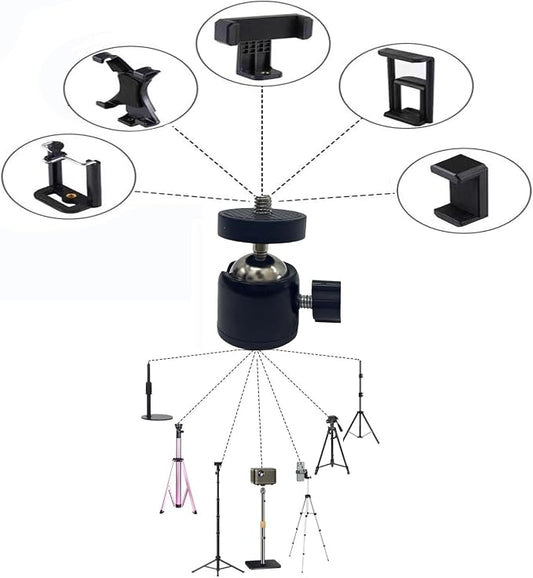 Universal 1/4" Swivel Mini Ball Head Tripod Mount, 360 Degree Rotating Adapter - Image 2