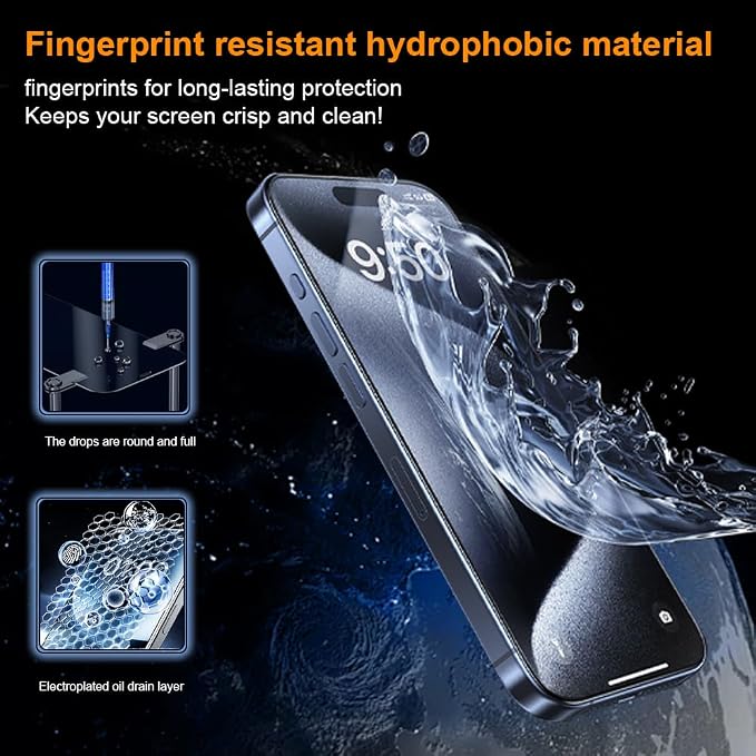 OneFish Screen Protector for Iphone 14 Pro, HD Clarity Tempered Glass Film 9H+ - Image 6