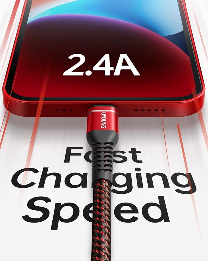 10 FT iPhone Charger 3 Pack 10 Foot USB Fast Lightning Cable Long Nylon Braided - Image 2