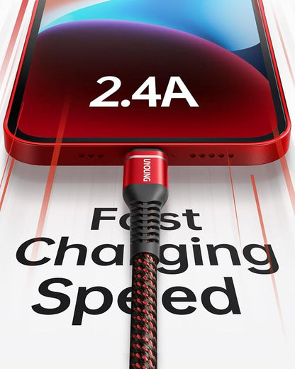 10 FT iPhone Charger 3 Pack 10 Foot USB Fast Lightning Cable Long Nylon Braided - Image 2