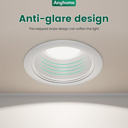 6 Inch Can Light Cover, 12 Pack White Can Light Trim, Step Baffle - Image 2