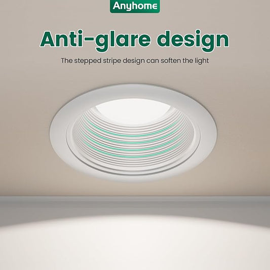 6 Inch Can Light Cover, 12 Pack White Can Light Trim, Step Baffle - Image 2
