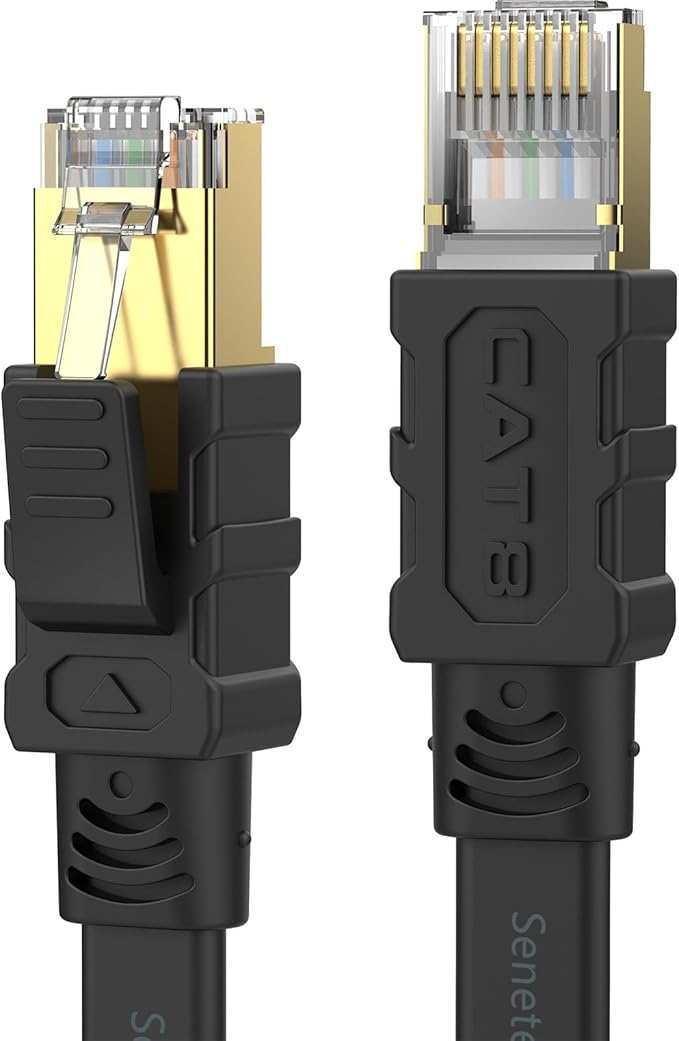 Senetem Cat 8 Ethernet Cable 100FT, High Speed 40Gbps 2000Mhz Flat Internet by Senetem