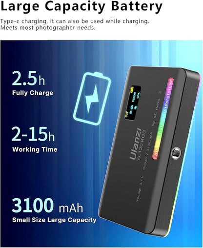 ULANZI VL120 RGB Video Light, Pocket LED On-Camera Video Lights, Built-in - Image 7