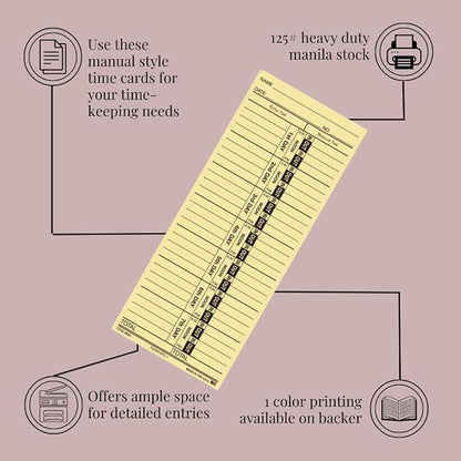 Time Clock Cards Front Load Manual Time Cards - Image 3