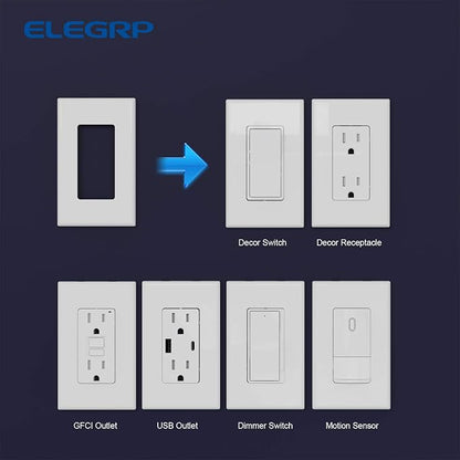 ELEGRP 1-Gang Screwless Decorator Wall Plates, Standard Size Unbreakable - Image 5