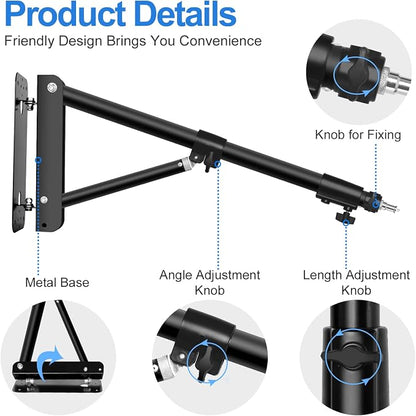 EMART Ring Light Wall Mount Boom Arm, Adjustable 51in/130cm Mounted Overhead - Image 3