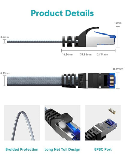BUSOHE Cat 8 Ethernet Cable 15 FT 5 Pack, Nylon Braided High Speed Heavy Duty - Image 4