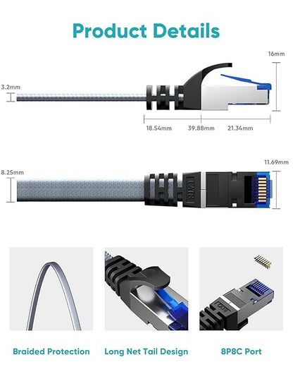 BUSOHE Cat 8 Ethernet Cable 6 FT 5 Pack, Nylon Braided High Speed Heavy Duty - Image 4