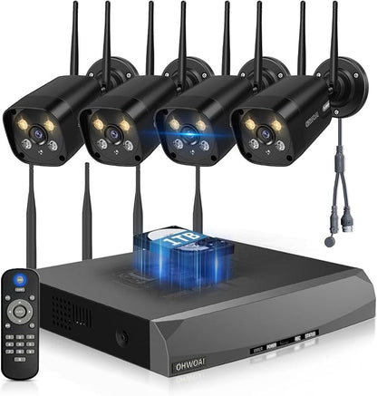 《Dual Antennas & 130°Wide Angle》Wireless Security Camera System Outdoor by OHWOAI