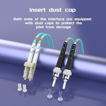 LC/UPC to ST/UPC Fiber Patch Cable OM3 2ft/0.6meters, 10Gb/Gigabit MultiMode - Image 6