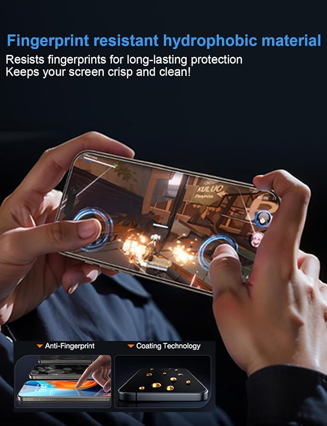 OneFish Screen Protector for iPhone 16 Pro Max Privacy, 4-Way 360° Anti-Spy - Image 6