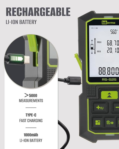 Inkerma Dual Laser Measurement Tool, 525Ft/160M Bilateral Laser Distance Meter - Image 5
