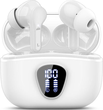 Wireless Earbuds, IP7 Waterproof in Ear Earphones, LED Display Ear buds by BESNOOW