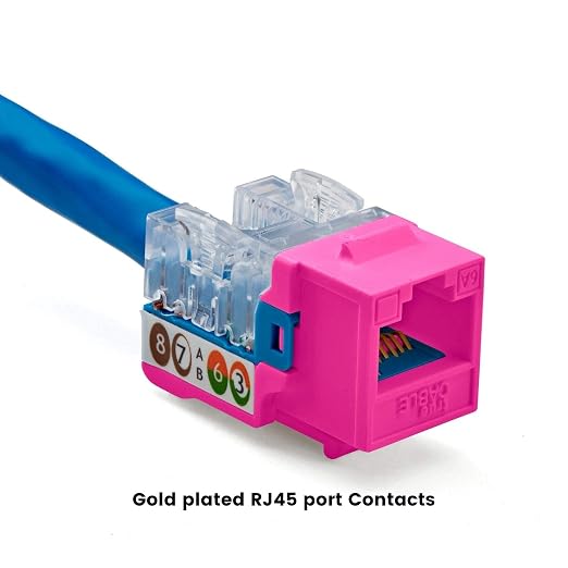 TRUE CABLE Cat6A Keystone Jack, 90 Degree Punch-Down, 48 Pack, 328 Feet - Image 6