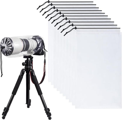 Sabary 10 Pack Clear Camera Rain Covers Waterproof Dustproof PE Lens Sleeves by Sabary