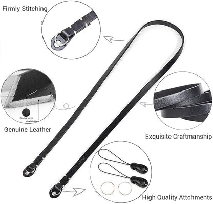 Genuine Slim Leather Camera Neck Shoulder Strap compatible - Image 3