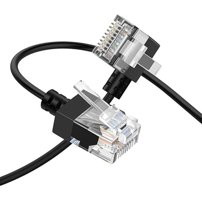 Cat6A Ethernet Cable 90 Degree Left Angled 6.6FT, Flexible Slim & Ultra Thin by Thzzhnno