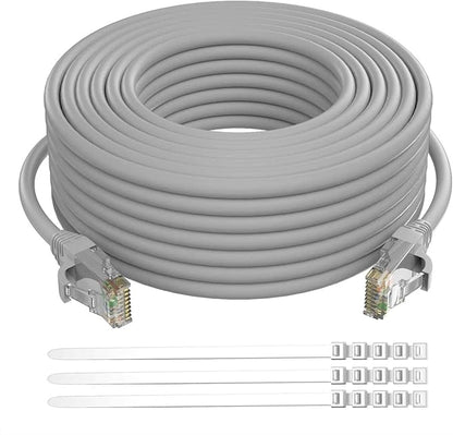 Adoreen Cat 6 Ethernet Cable 100 Ft-Gray, Outdoor & Indoor Snagless Long Round by Adoreen