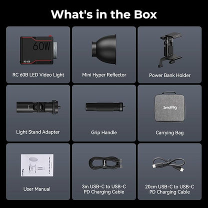 SmallRig RC 60B COB Video Light, 49Wh Battery 45min Runtime, 63W 11200lux CRI - Image 9
