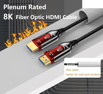 65Ft Plenum Rated HDMI Cable, 8K 48Gbps Fiber Optic Ultra High Speed Long HDMI - Image 3