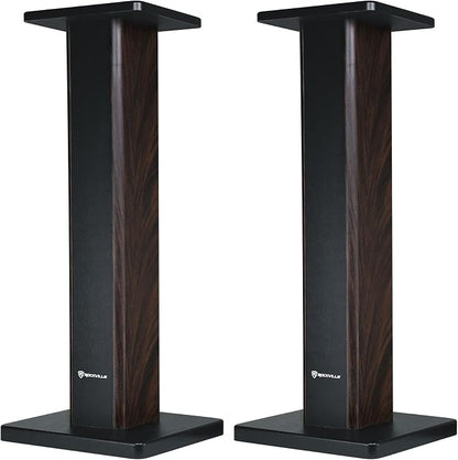 Rockville Pair RHT28D 28" Bookshelf Speaker Stands, Dark Wood Grain, 60 lbs by Rockville
