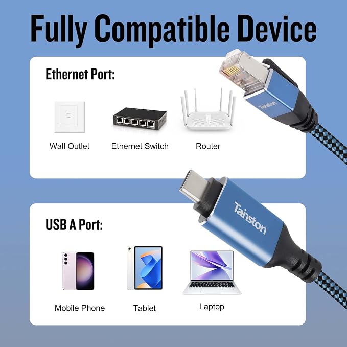 USB C to Ethernet Cable, 25Ft Type C to RJ45 Cable, USB C to Gigabit Ethernet - Image 4