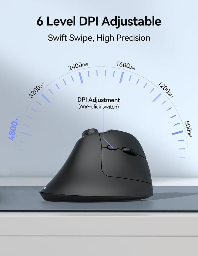 TECKNET Ergonomic Mouse, Rechargeable Wireless Bluetooth Mouse, Vertical Mouse - Image 6
