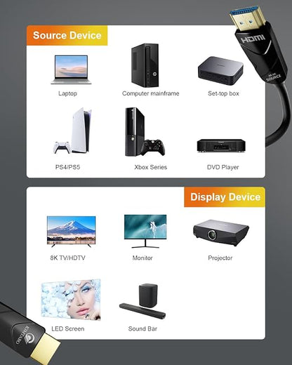 10K 8K 4K HDMI 2.1 Cable, CL3 Rated in Wall 48Gbps Ultra High Speed Cable 25 - Image 5