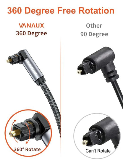 VANAUX Double 90 Degree Optical Cable, 6.5ft SPDIF Audio Optical Cable - Image 6