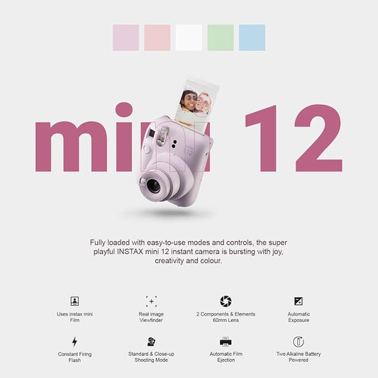 Fujifilm Instax Mini 12 Instant Camera Pastel Blue + Carrying Case + Fuji - Image 2