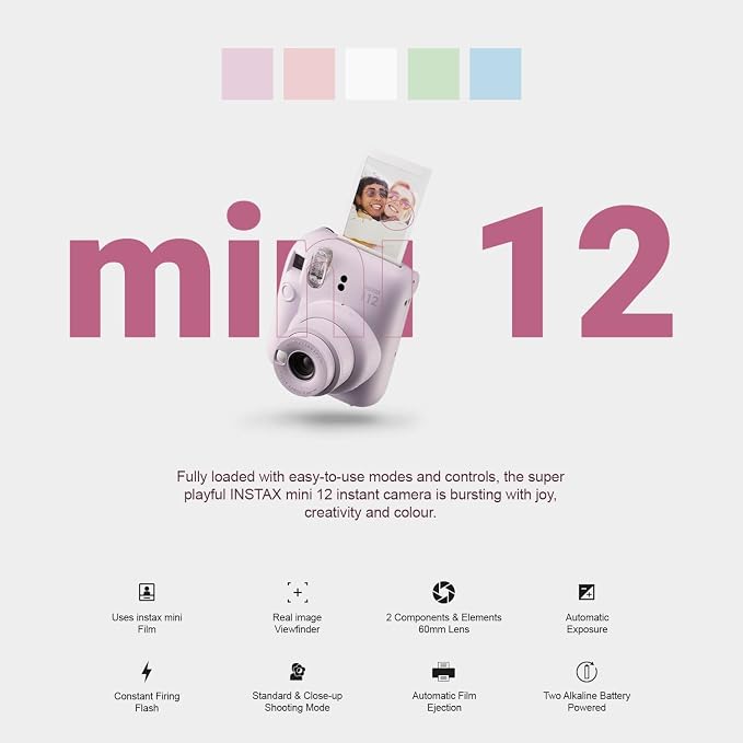Fujifilm Instax Mini 12 Instant Camera Blossom Pink + Carrying Case + Fuji - Image 2
