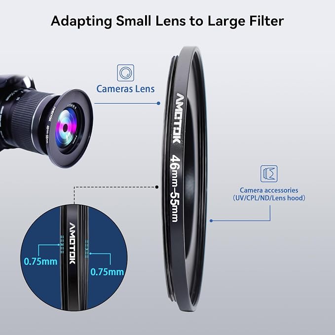 46mm Lens to 55mm Camera Lens Adapter, 46mm to 55mm Filter Step-Up Adapter Ring - Image 4