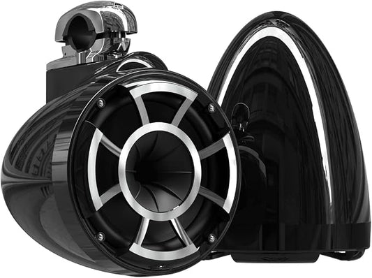 wet sounds Rev 8 Black V2 Revolution Series 8" Black Tower Speakers w/Fixed by wetsounds