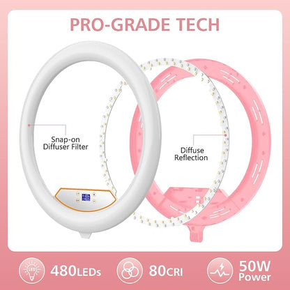 22" Large Ring Light with Stand, Foldable LED Big Ring Light Tripod - Image 7