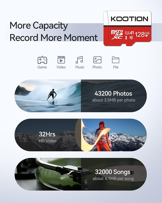KOOTION 128GB Micro SD Card 2 Pack, UHS-I microSDXC Flash Memory Card, Full HD - Image 4