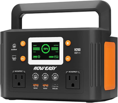 HOWEASY Portable Power Station, 260W Solar Generator by HOWEASY
