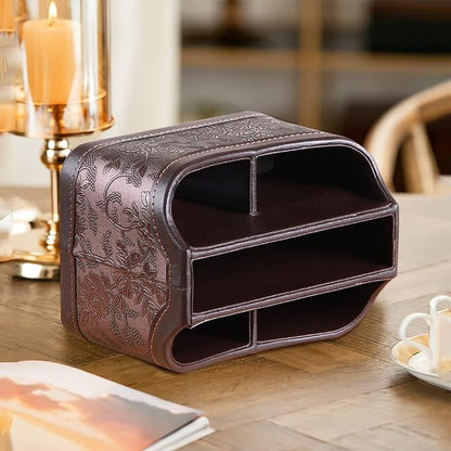 Fanousy 360° Rotating Remote Control Holder, PU Leather TV Remote Caddy - Image 3