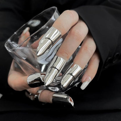 LIANXUE Metal Nail Cover Ring Hip Hop Cosplay Unisex Punk Gold Silver Color - Image 7