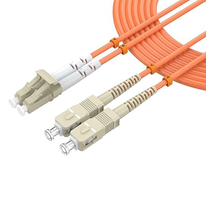 Multimode Duplex OM1 Fiber Patch Cable LC/UPC to SC/UPC 15M/49.2FT Fiber Optic by lidkew