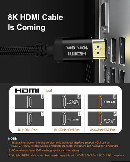 HDMI 2.1 Cable, 1.5 Feet, High Speed 48Gbps - Image 2