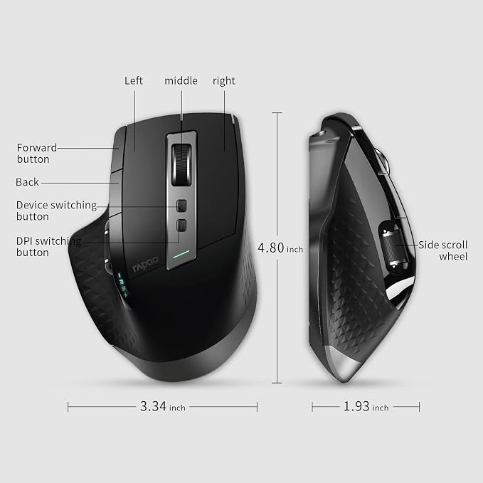 Rapoo Bluetooth Wireless Mouse, 4 Adjustable DPI Rechargeable, Laser Mouse - Image 6