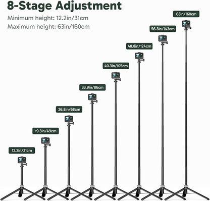 AKASO 63"/160cm Selfie Stick Extendable Tripod Stand Action Camera Accessories - Image 2